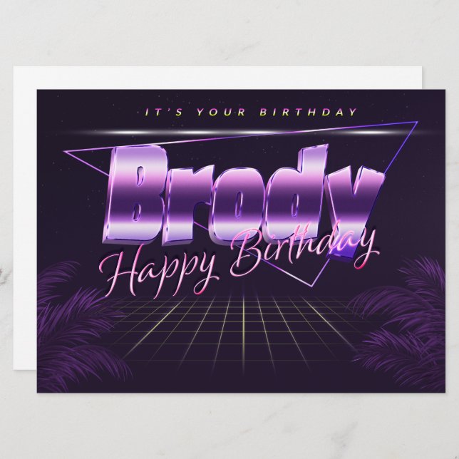Brody Name First name lila retro card Birthday (Front/Back)
