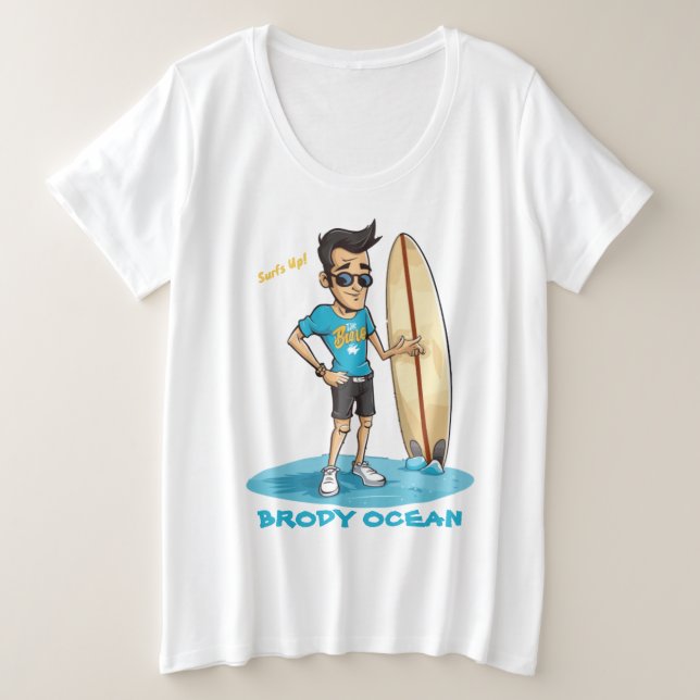 Brody Ocean Wavecrest Plus Size T-Shirt (Design Front)