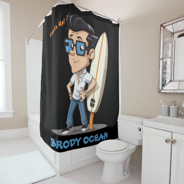 Brody Ocean Wavecrest Shower Curtain (In Situ)