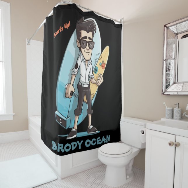 Brody Ocean Wavecrest Shower Curtain (In Situ)