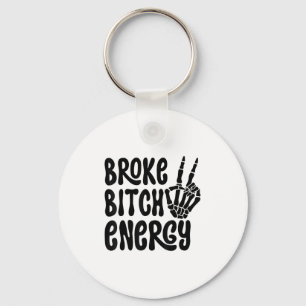 Broke Energy Funny Skeleton Hand Meme Key Ring