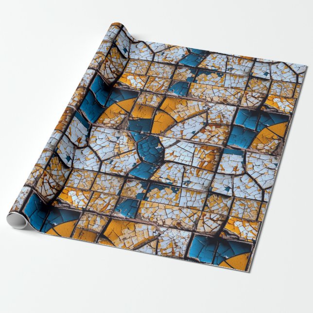 Broken and Cracked Tile Liminal Concept Wrapping Paper (Unrolled)
