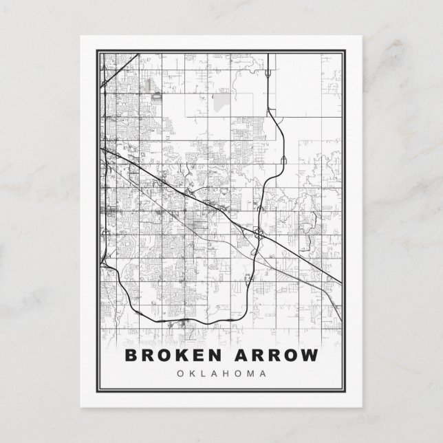 Broken Arrow Map Postcard (Front)