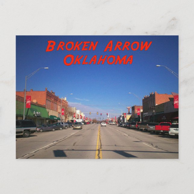 Broken Arrow Oklahoma Downtown View Postcard (Front)