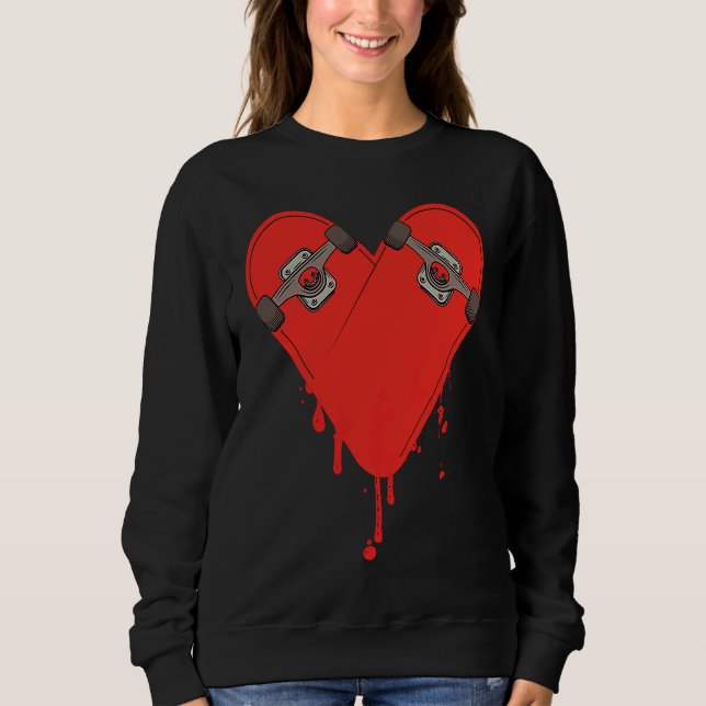 Broken Bleeding Skateboard Heart Sweatshirt (Front)