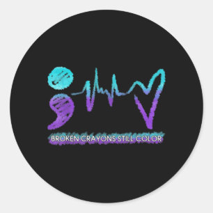 Broken But Beautiful Prevention Mental Health Classic Round Sticker