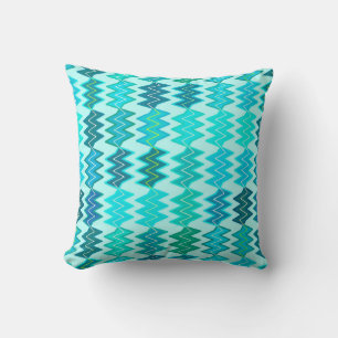 Broken Chevron - shades of aqua and sea blue Cushion