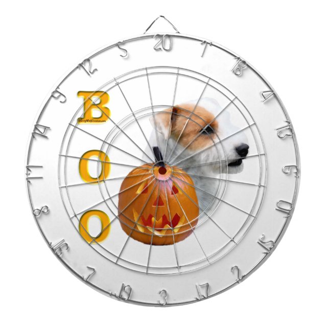Broken coat Parson Russell Terrier Halloween BOO Dartboard (Front)