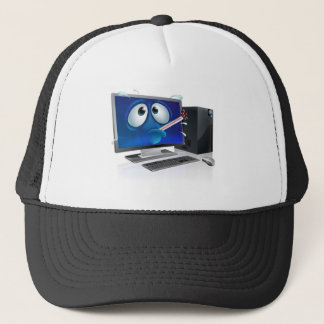 Broken computer virus cartoon trucker hat