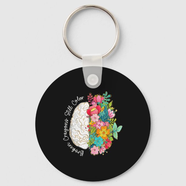 Broken crayon colour mental health awareness brain key ring (Front)
