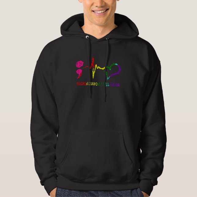 Broken Crayons Still Color Semicolon Heartbeat Men Hoodie (Front)