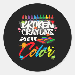 Broken Crayons Still Colour Mental Health Awarenes Classic Round Sticker