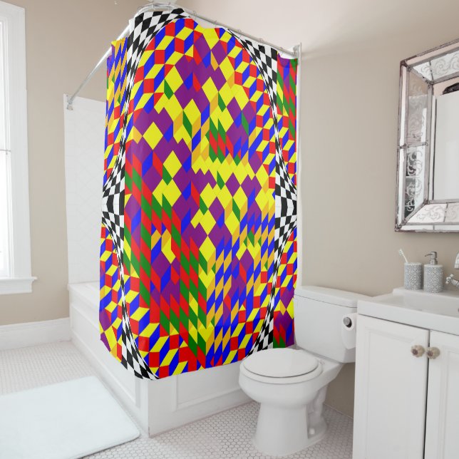 Broken Cube by Kenneth Yoncich Shower Curtain (In Situ)
