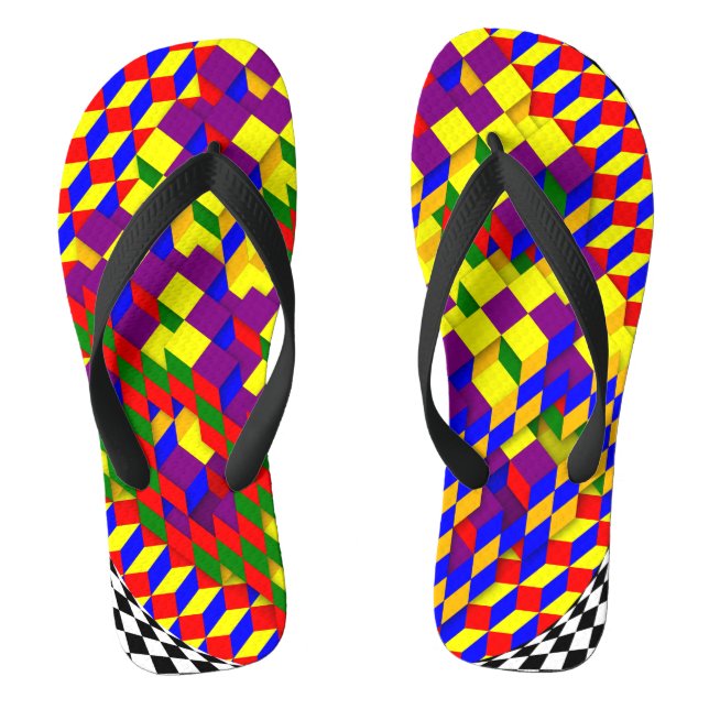 Broken Cube w/ Shadow by Kenneth Yoncich Jandals (Footbed)