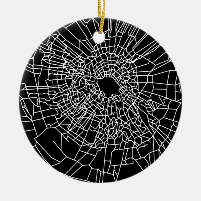 Broken glass black ceramic tree decoration (Front)