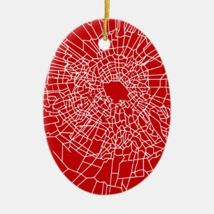Broken glass Red Ceramic Tree Decoration