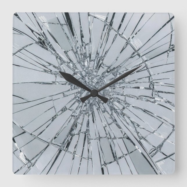 Broken Glass Surface (Style 1) Oil Painting Square Wall Clock (Front)