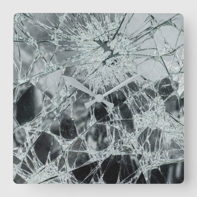 Broken Glass Surface (Style 6) Oil Painting Square Wall Clock (Front)