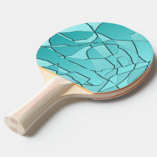 Broken Glass Teal Ping Pong Paddle