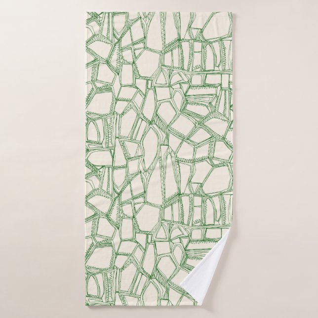 BROKEN green off white Bath Towel (Bath Towel)