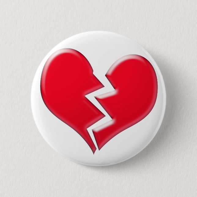 Broken heart 6 cm round badge (Front)