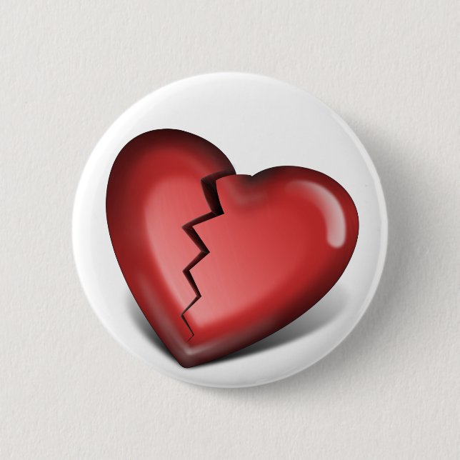broken heart 6 cm round badge (Front)