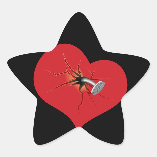 Broken Heart Black Star Star Sticker (Front)