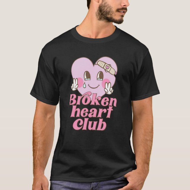 Broken Heart Club Valentine Day Retro Groovy Men W T-Shirt (Front)
