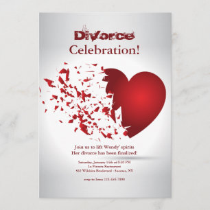 Broken Heart Divorce Celebration Invitation