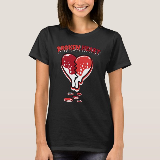 Broken Heart Dripping Chile Red 9s Matching T-Shirt (Front)