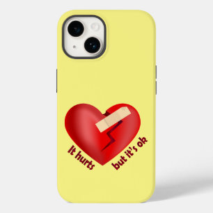 Broken heart healed with patch and life quote Case-Mate iPhone 14 case