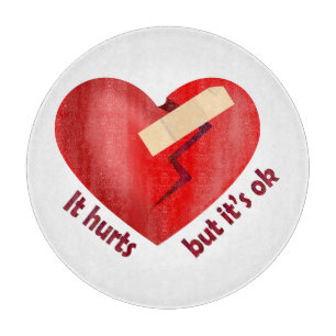Broken heart healed with patch and life quote cutting board