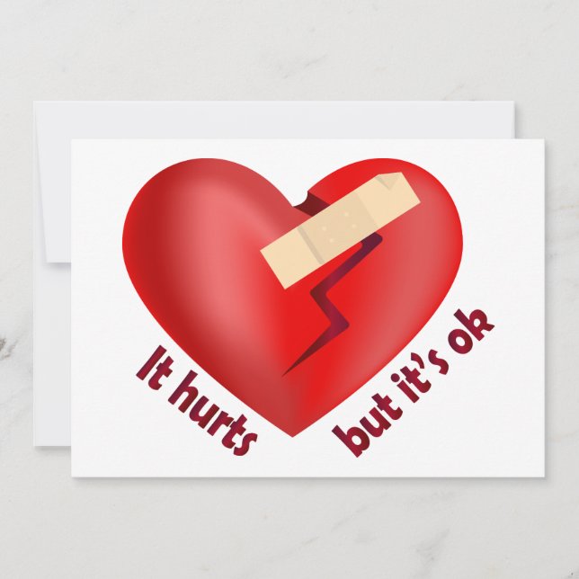 Broken heart healed with patch and life quote invitation (Front)