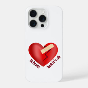 Broken heart healed with patch and life quote iPhone 15 pro case