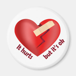 Broken heart healed with patch and life quote magnet