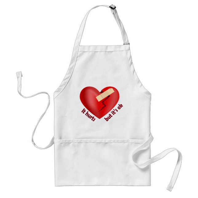 Broken heart healed with patch and life quote standard apron (Front)