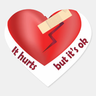 Broken heart healed with patch and life quote sticker