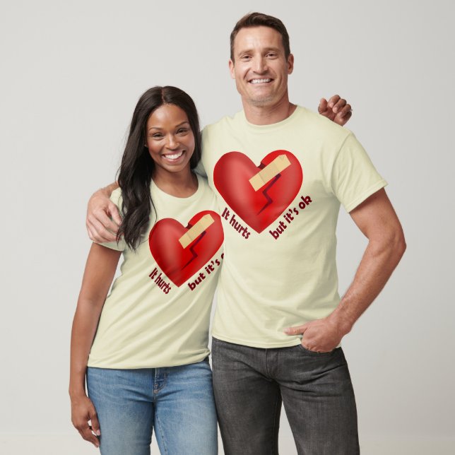 Broken heart healed with patch and life quote T-Shirt (Unisex)