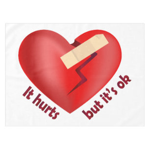 Broken heart healed with patch and life quote tablecloth
