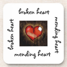 Broken heart/Mending heart-cork coaster