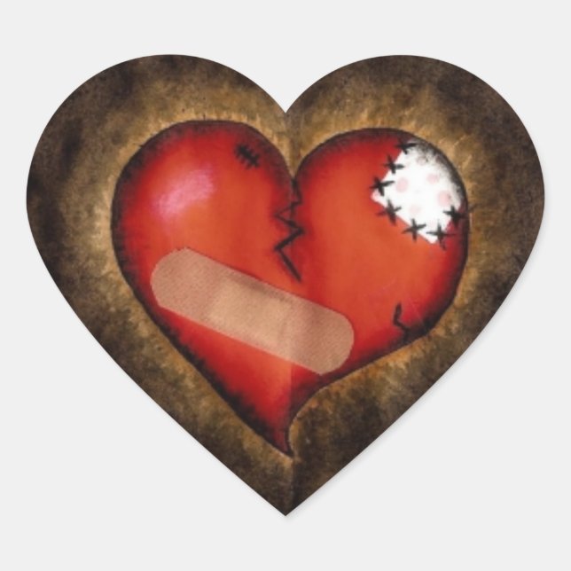 Broken Heart/Mending Heart-heart sticker (Front)