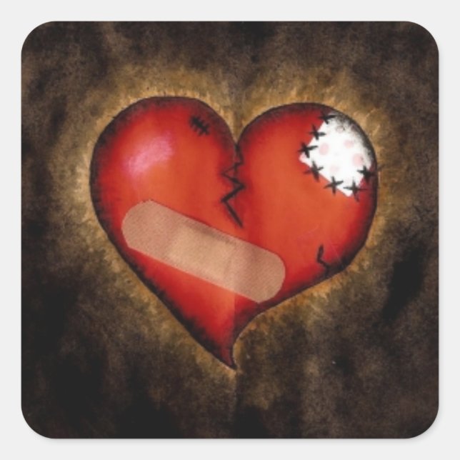 Broken Heart/Mending Heart-square sticker (Front)