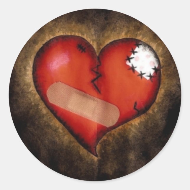 Broken Heart/Mending Heart-sticker Classic Round Sticker (Front)