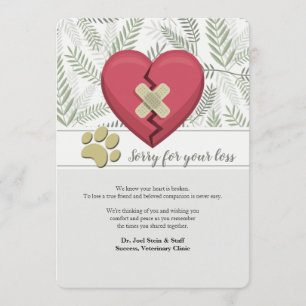 Broken Heart Pet Loss Sympathy Card