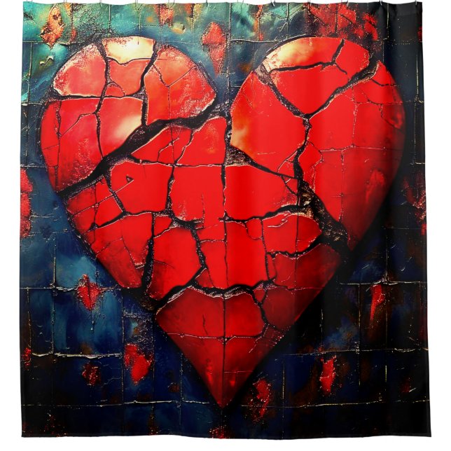 Broken Heart Shower Curtain (Front)