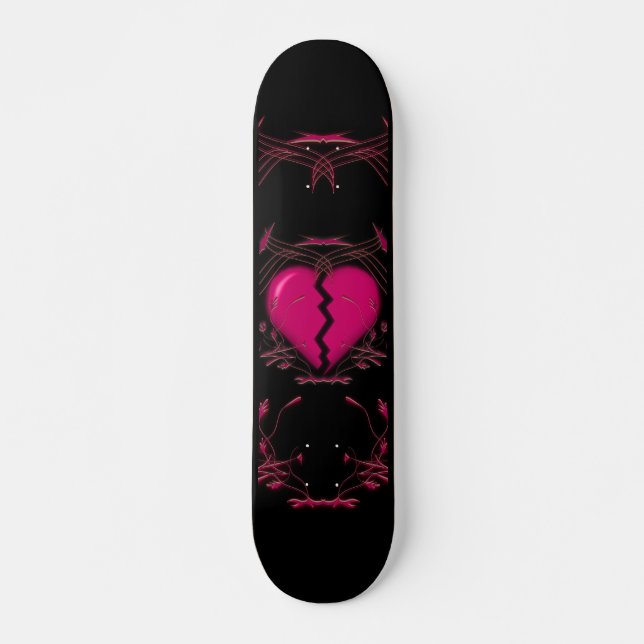 Broken Heart & Tribal Artwork: Pink: Skateboard (Front)