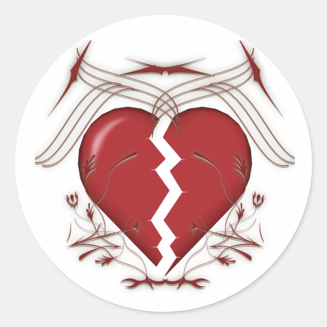 Broken Heart & Tribal Graphics: Classic Round Sticker (Front)
