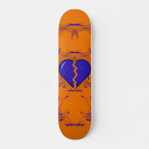 Broken Heart / Tribal Skateboard (orange & blue)
