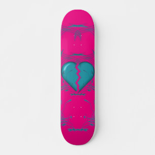 Broken Heart / Tribal Skateboard (purple & aqua)