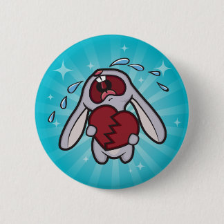 Broken Hearted Bunny with Blue Sunburst Button